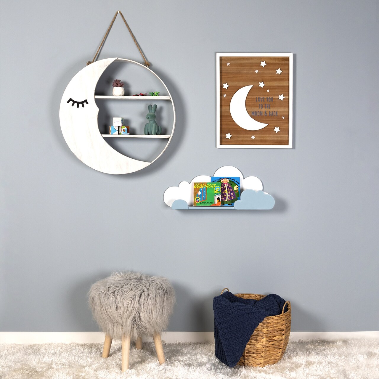 Contemporary Home Living 23.25" Blue and White Home Design Cloud Wall Shelf